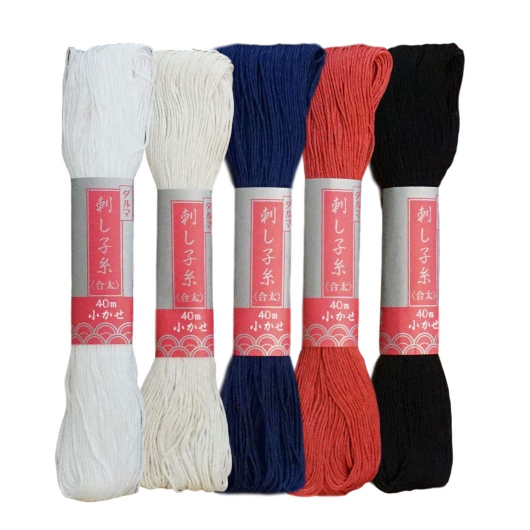 Yokota Sashiko Thread 5 Skein Essential Color Set (Thick Sashiko Thread - Futo)