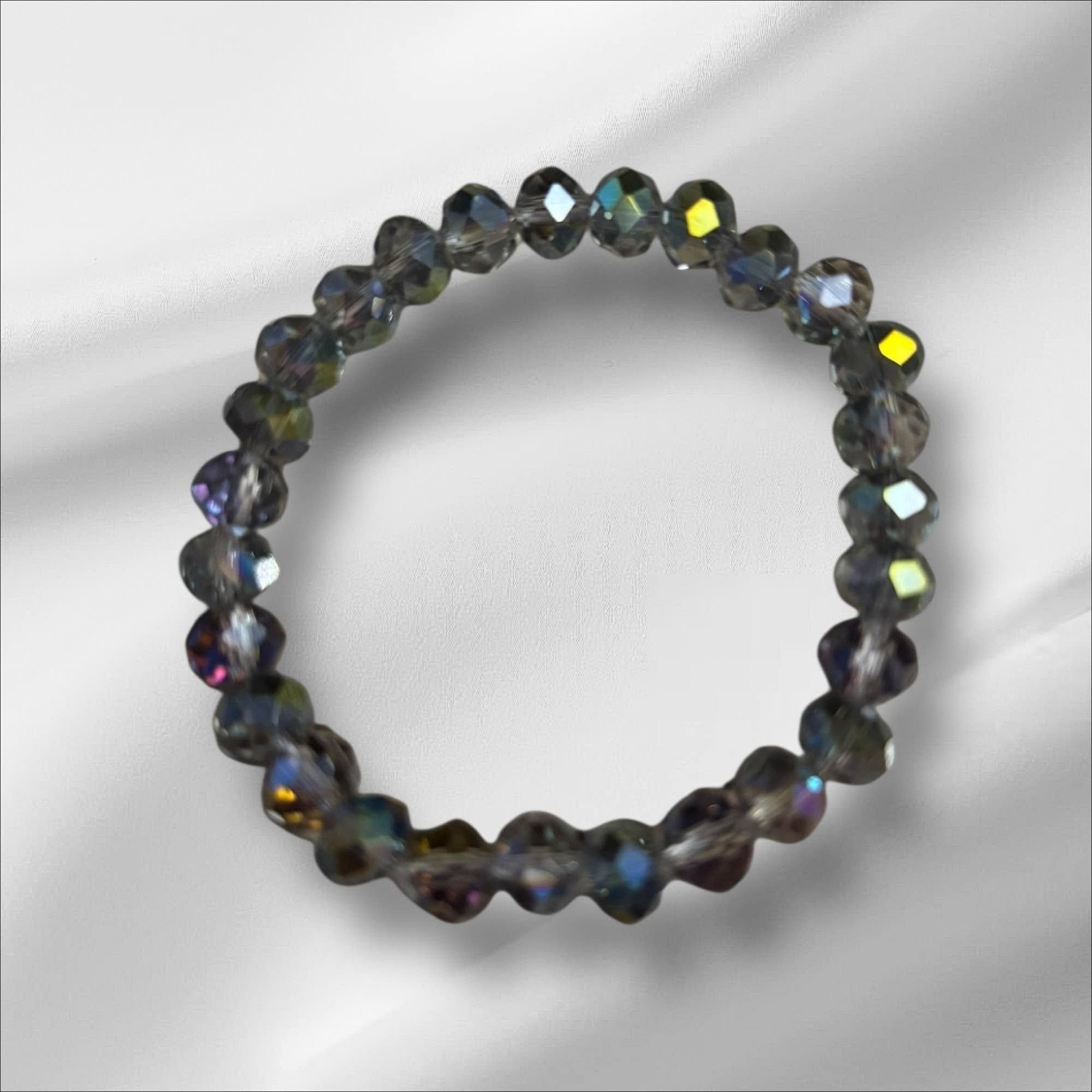 Handmade Glass Beaded Bracelet Gray Sparkle 0200