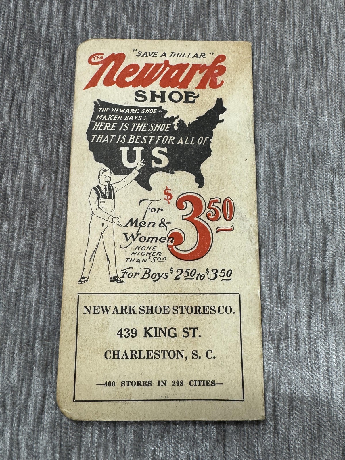 Vintage 1922 Newark Shoe Stores Advertising Pocket Notebook Charleston SC Promo