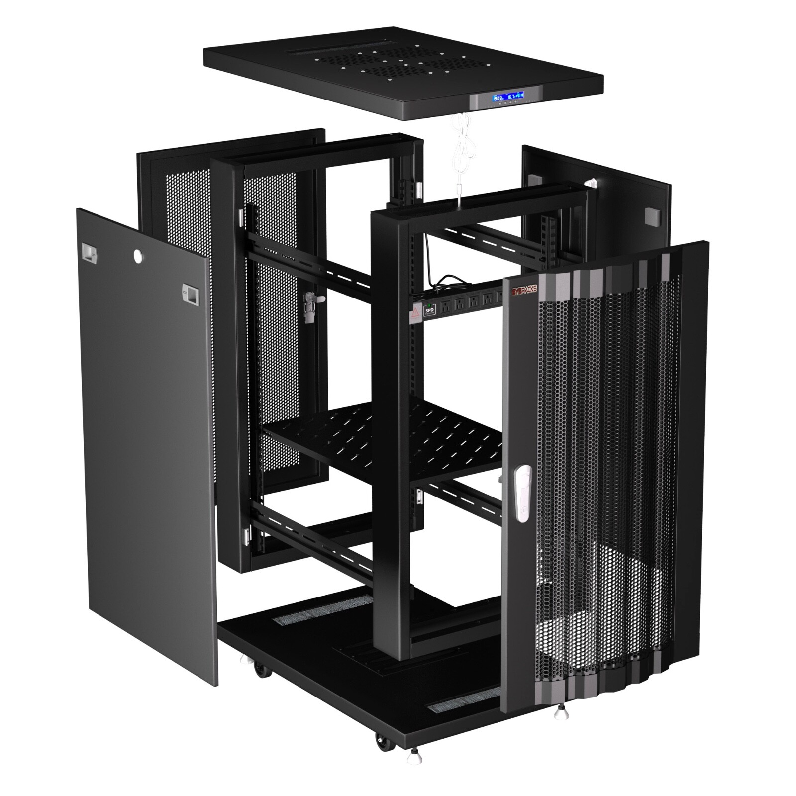Sysracks 27U 32'' Deep IT Network Data Server Rack Cabinet Mesh Vented Door