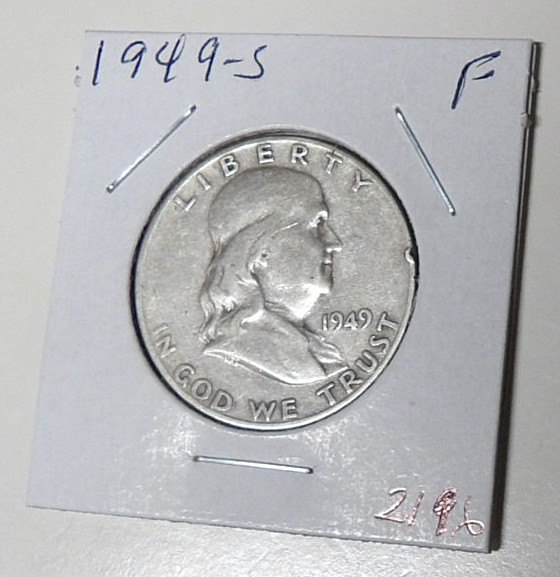 1949-S Franklin Silver Half Dollar Fine Detail Rim Mark San Francisco (91725)