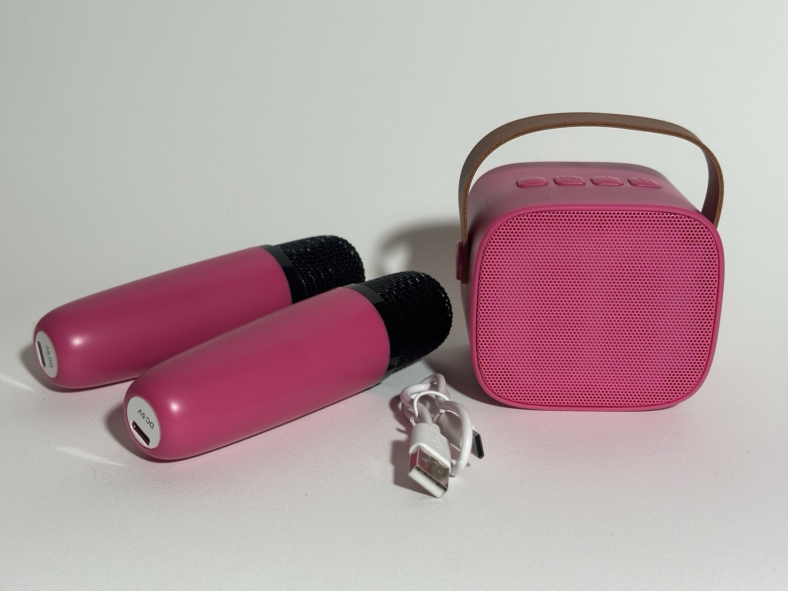 Mini Karaoke Machine Portable All-in-One Karaoke System Wireless Microphone Pink