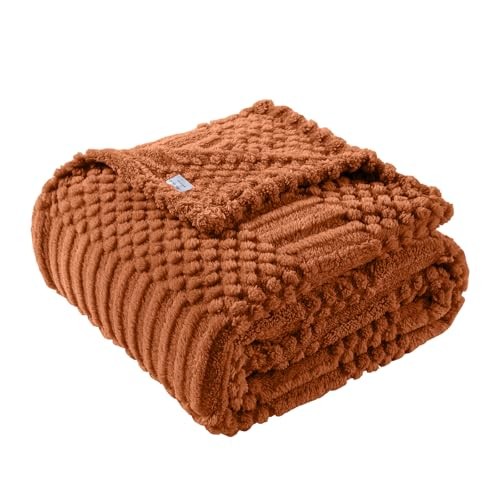 50x70 Inch Throw Blanket - Soft & Fluffy Fleece, Cute & XL Throw(50x70) Rust