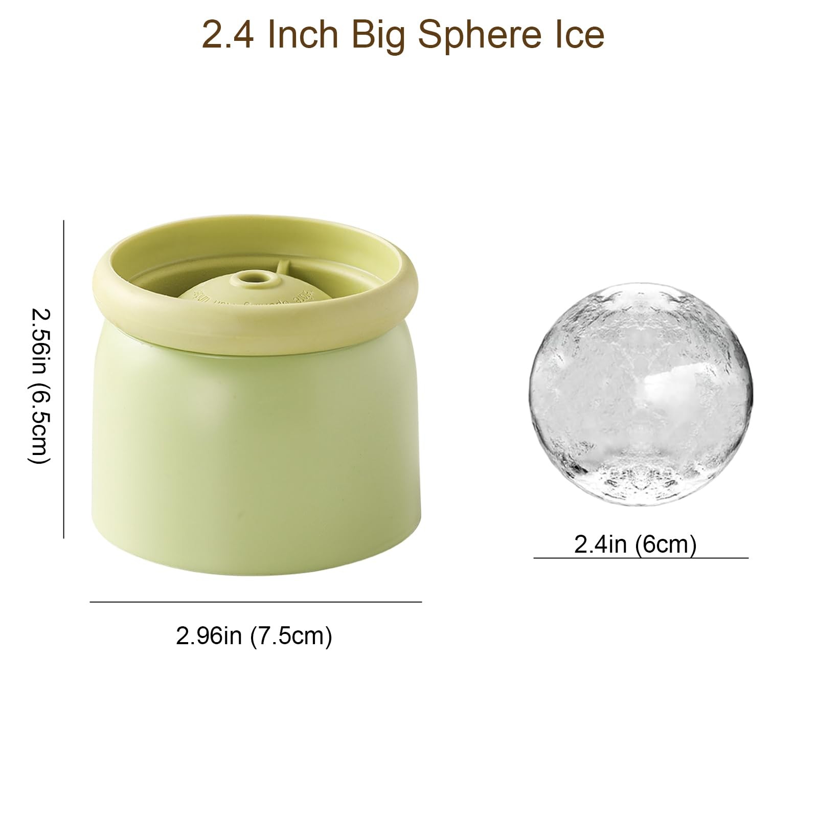 4 Pack Round Ice Cube Molds 2.4 Inch Green Yellow Sphere Set
