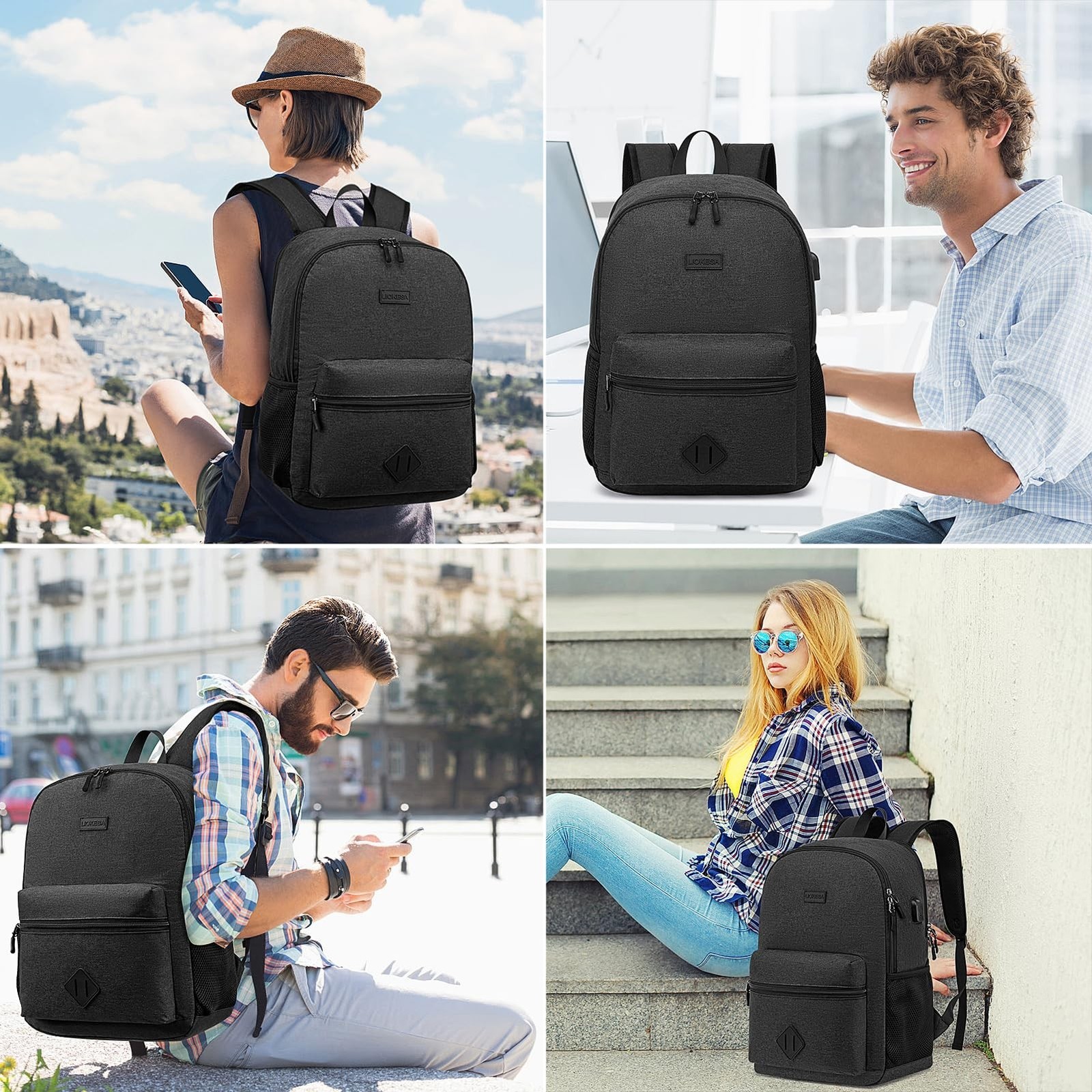 Casual Laptop Backpack,School Backpack Large Bookbag with USB for High School...