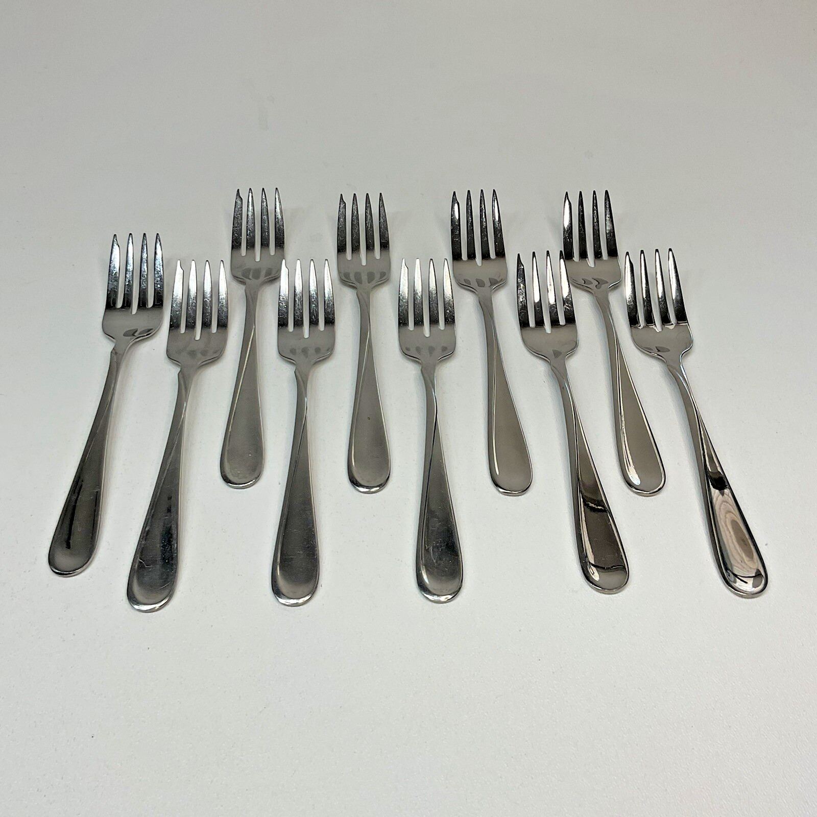 Lot of 10 Oneida FLIGHT-RELIANCE Stainless Salad Forks 6 3/4" WITH SLOT..