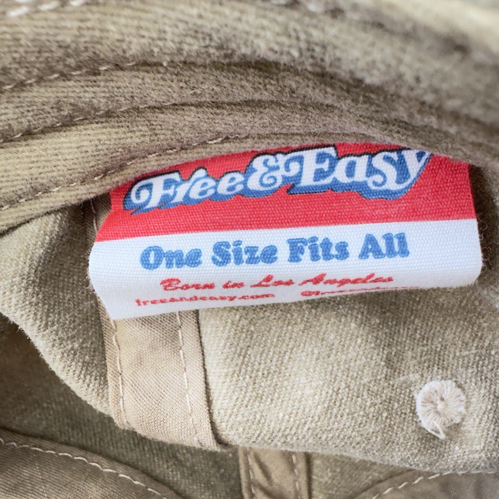"Free & Easy" Adjustable Baseball Hat Cap Outdoors Hiking Embroidered Tan EUC