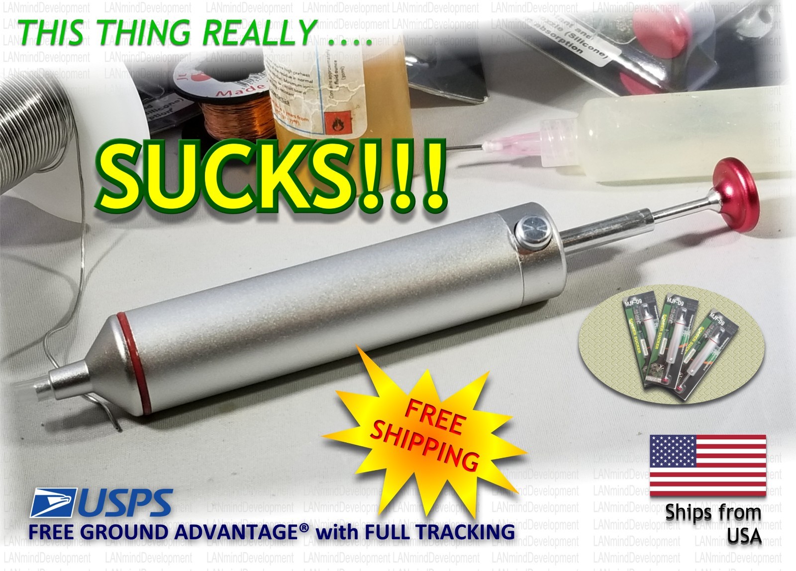 Aluminum Desoldering Vacuum w/Powerful Manual Suction for PCB Solder Removal