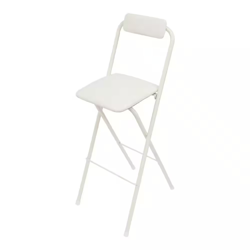 White Metal Carbon Steel Folding Chair Seat Portable Bar Coffee Balcony Folding