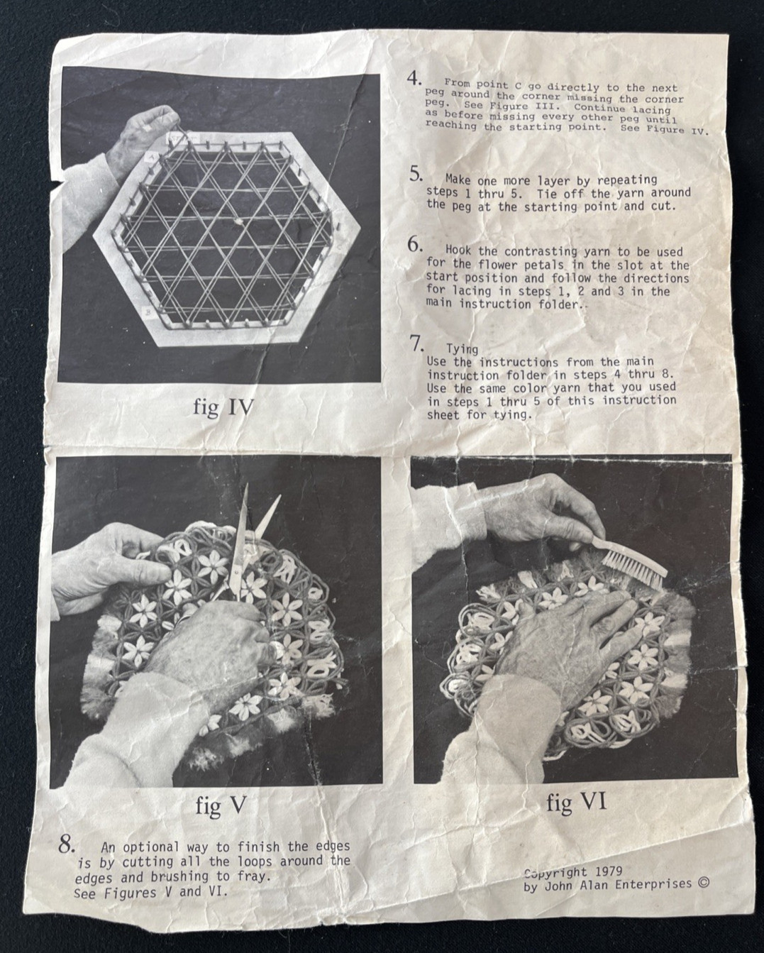1979 Vintage Love & Money Crafts 5.5” Hexagon Lap Weaving Loom and Instruction