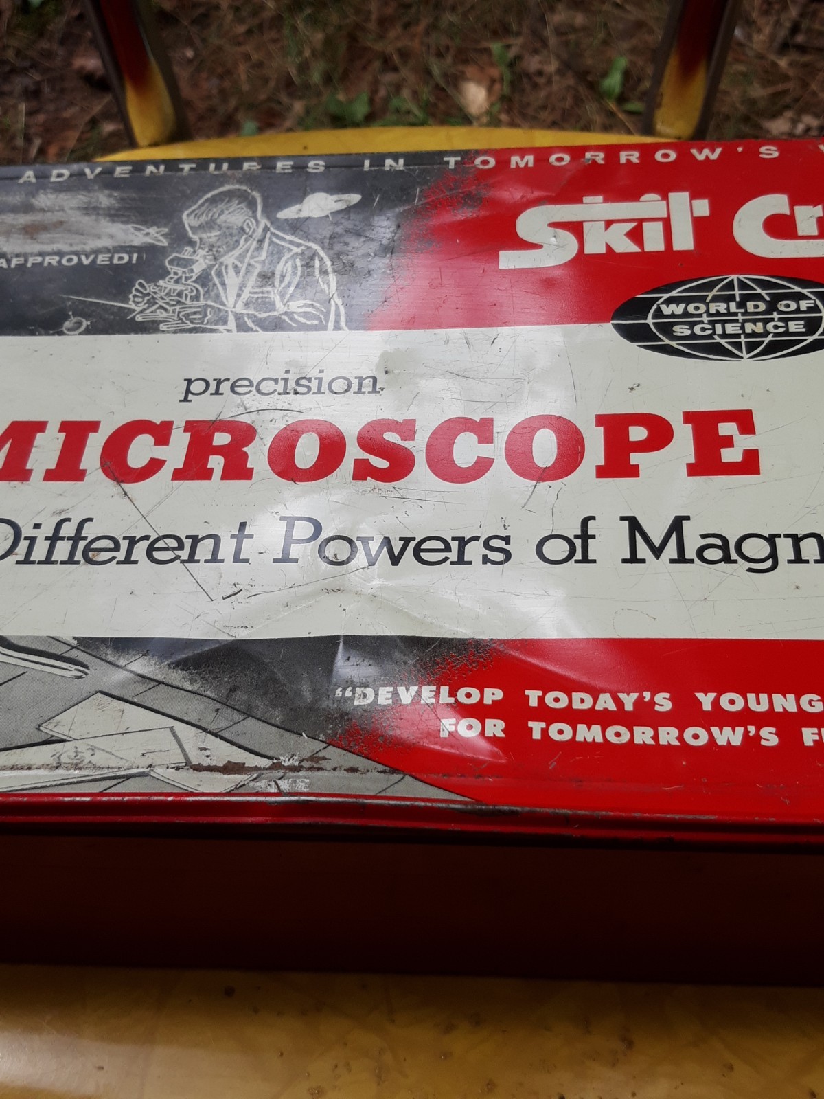 1959 Skil Craft Microscopic Set Metal Box good decor no 80