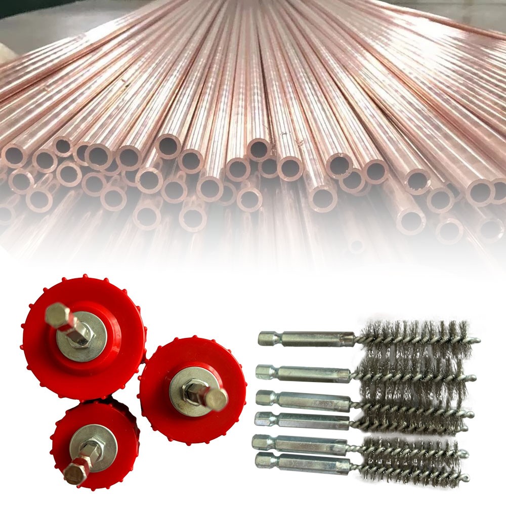 Copper Pipe Cleaner Set for Power Drill, 12+19+25mm Tube Cleaning Brush OY