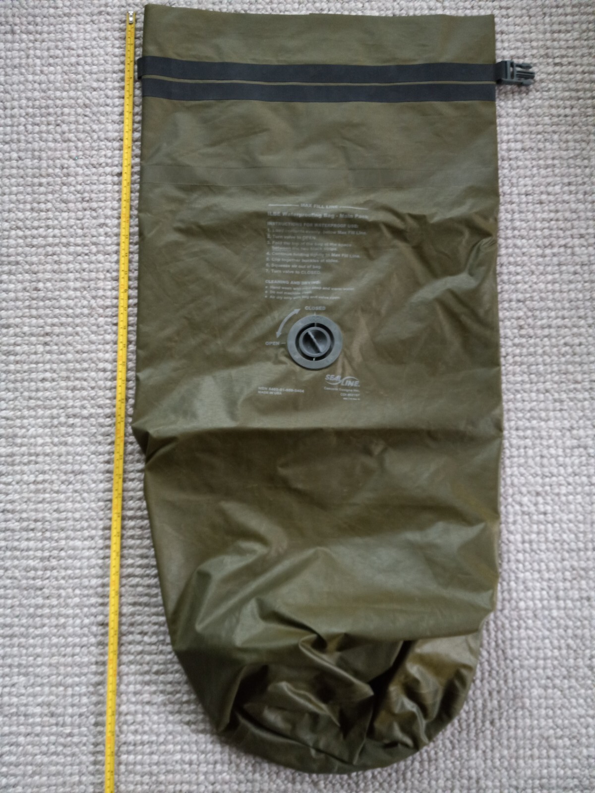 USMC Marine Military Seal Line OD Waterproof Dry Bag Sack ILBE - 65 Liter