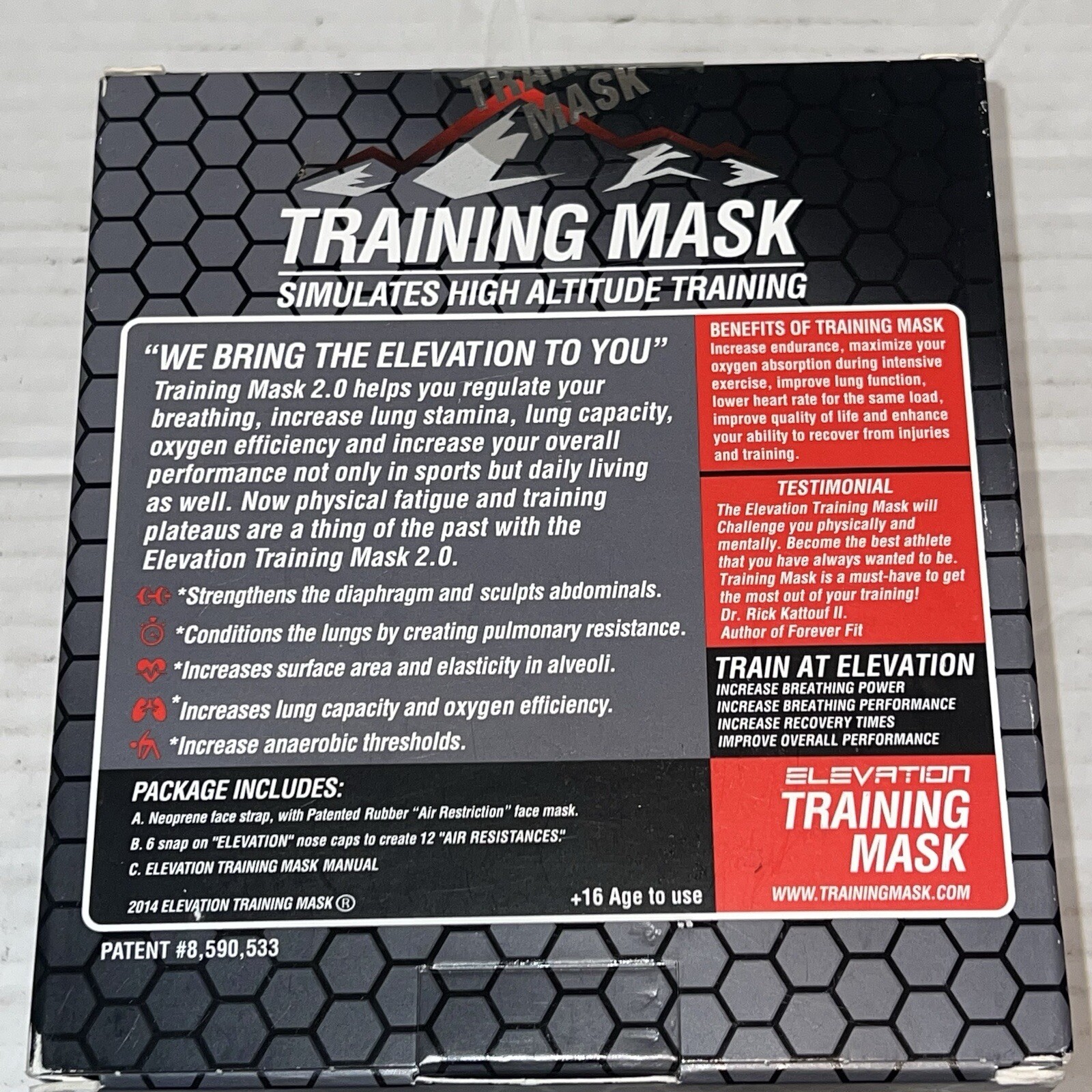 Elevation Training Mask High Altitude Simulation Size Large Open Box Shows Wear