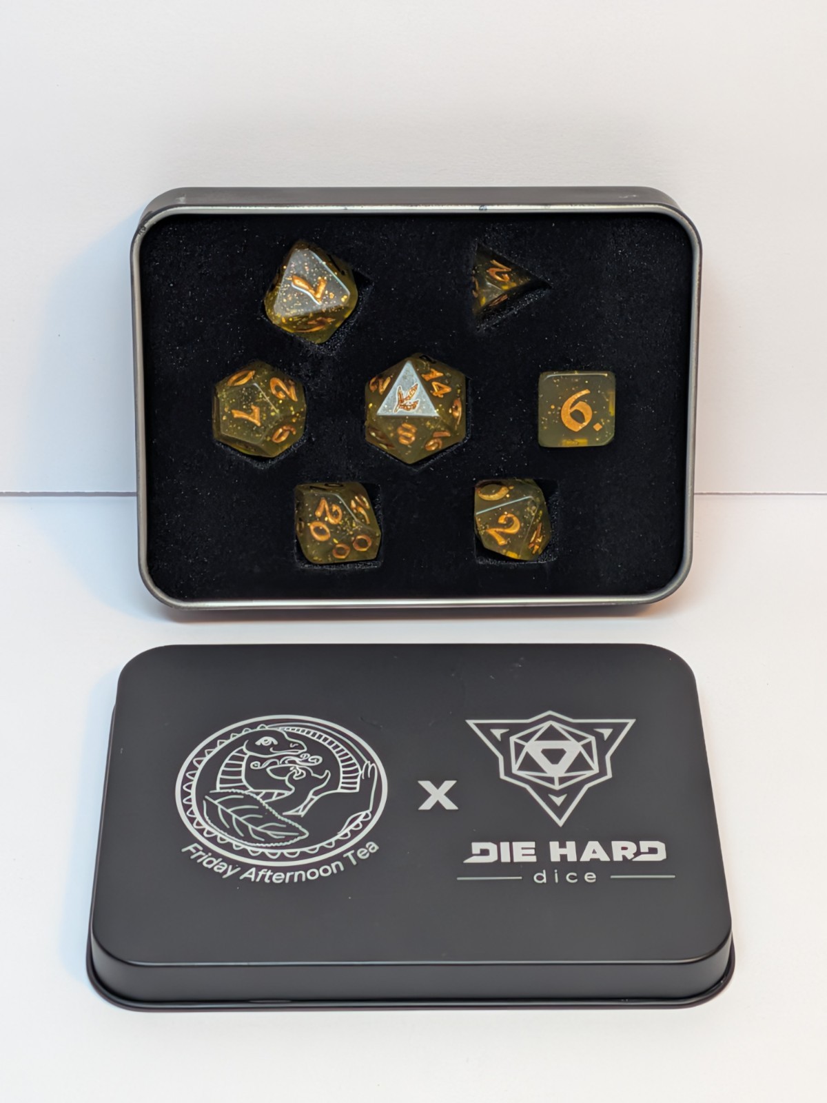 Matcha Green D20 Dice Set Friday Afternoon Tea Kickstarter Exclusive Tea Leaves