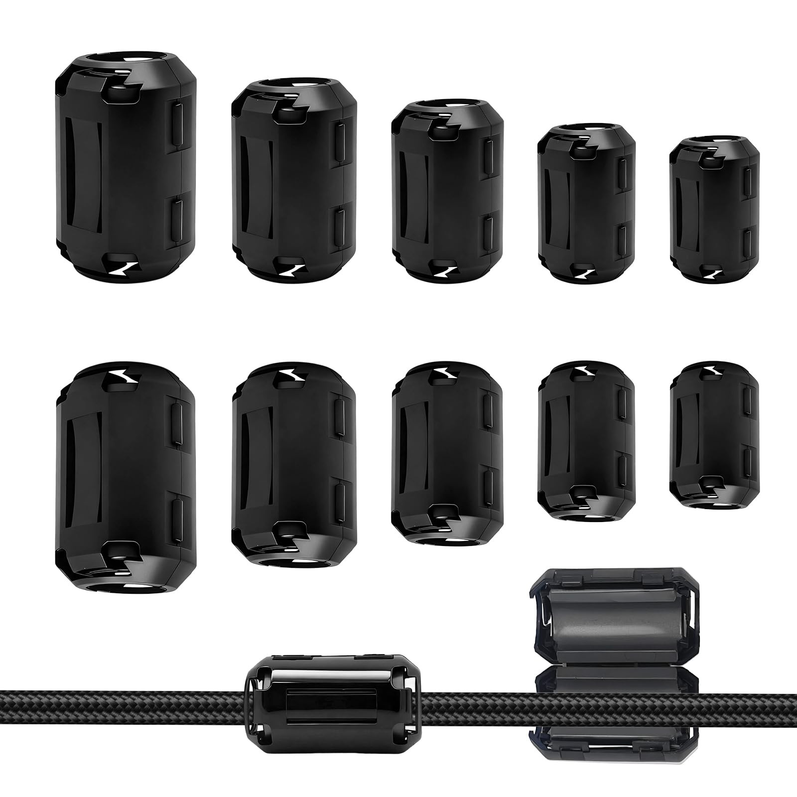 20 Pieces Ferrite Bead Clip-on Ferrite Core RFI & EMI Filter, Black Ferrites ...