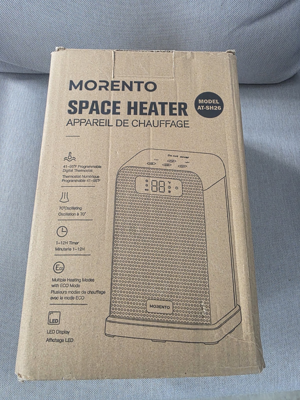 MORENTO AT-SH26 Space Heater Black, Digital Thermostat, ECO Mode, Remote Control