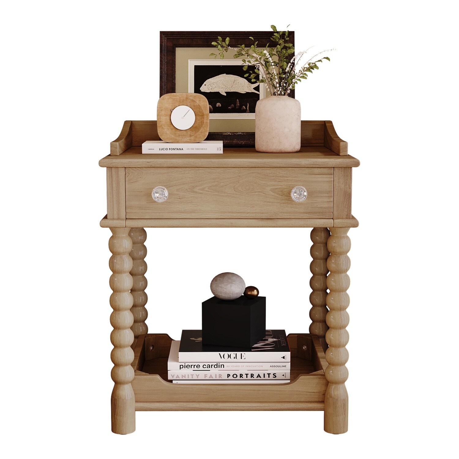 Nightstand Bedside Table Cabinets Side Table End Table w/ Drawer & Shelf Natural