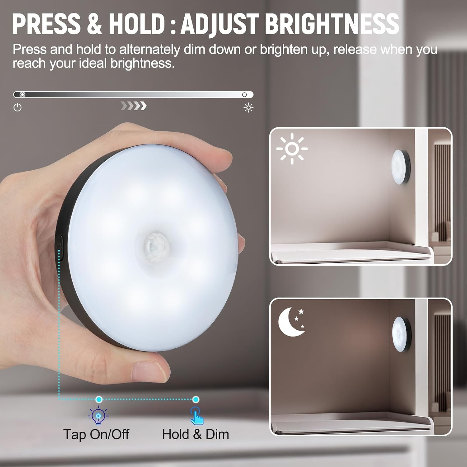 Motion Sensor Night Light 2 Pack LED Light, Black