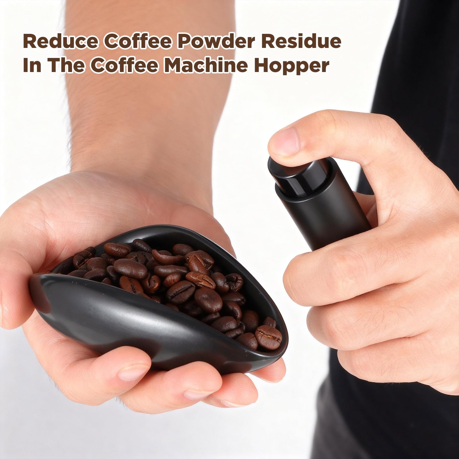 Ceramic Coffee Bean Dosing Cup + Sprayer Gift Set, coffee spray set, Black