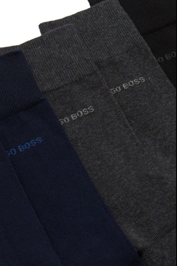6 Pairs HUGO BOSS MEN SOCKS BLACK/NAVY/GREY US Size 7-9