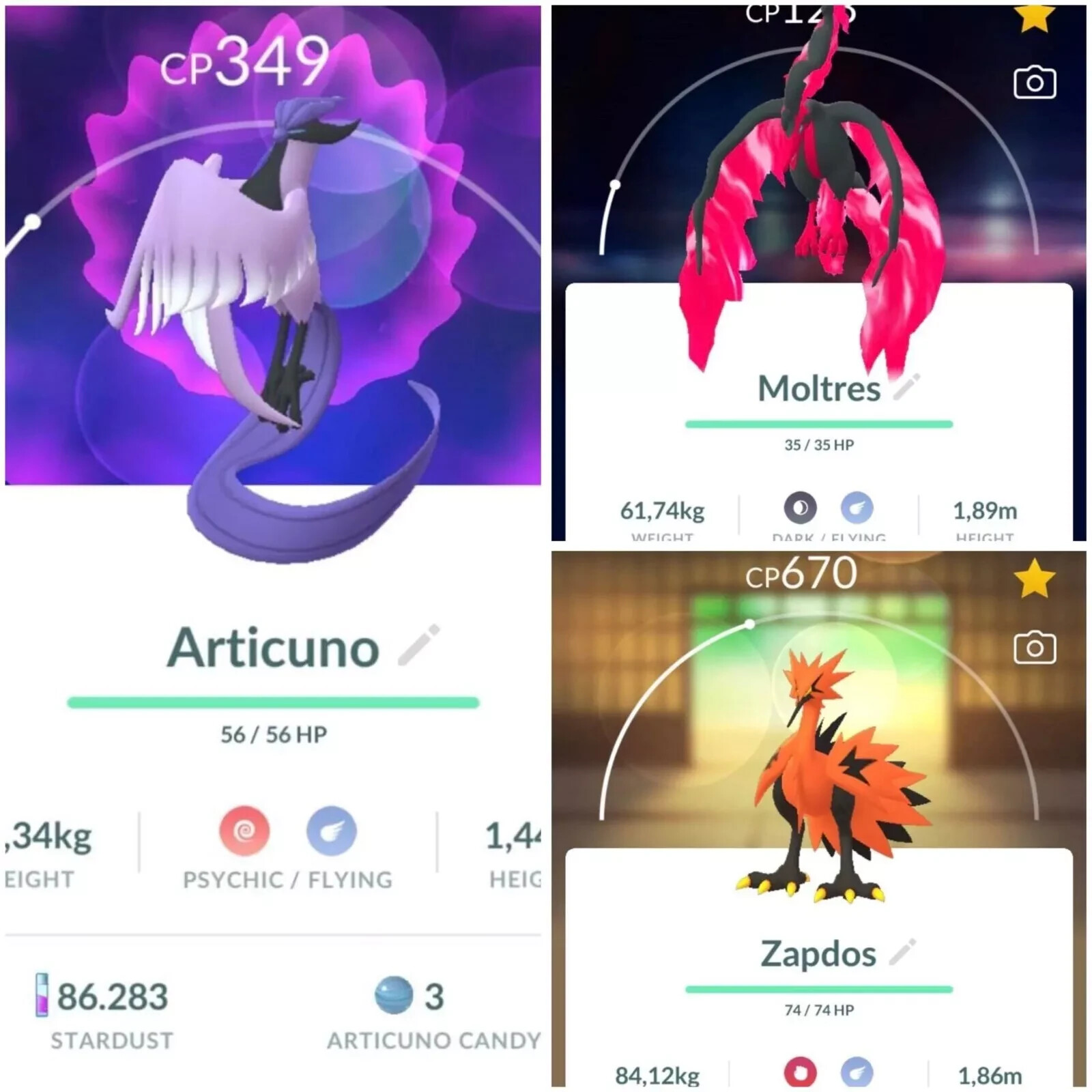 -  Galarian Moltres, Galarian Articuno, Galarian Zapdos - P T C - Description