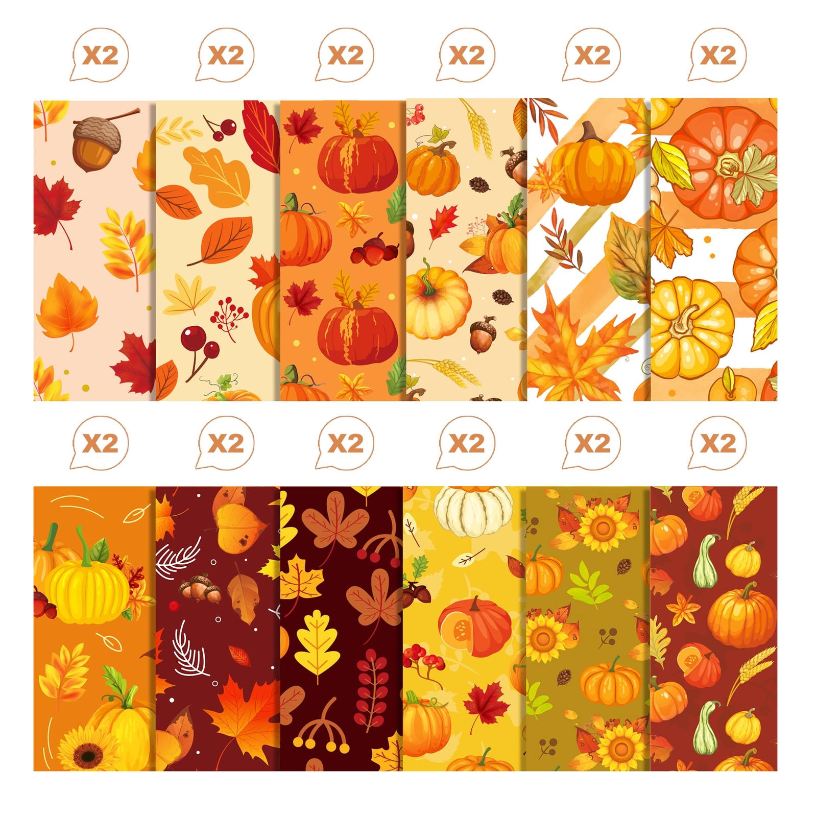 24 Sheet 12x12 Thanksgiving Theme Double-Sided Scrapbook Paper Pad Fall