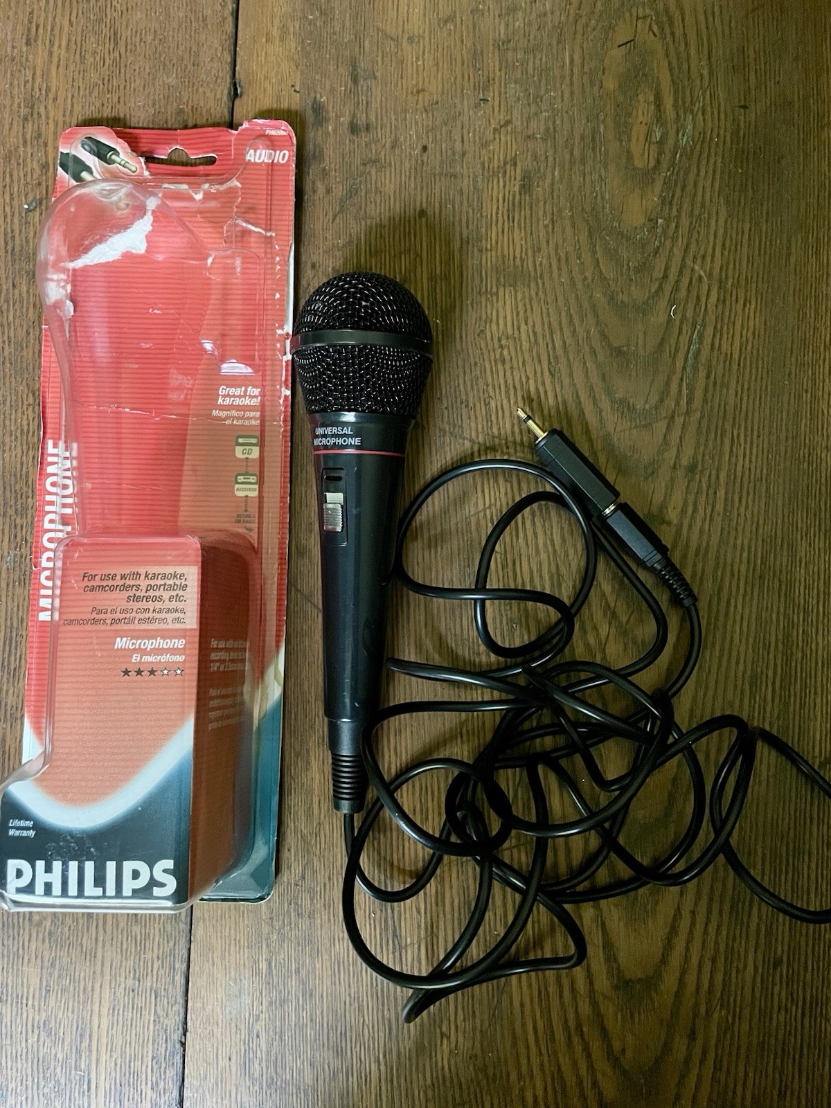 Philips PH62080 Handheld Karaoke Mic, 3.5mm & 1/4in TRS, On/Off, Black