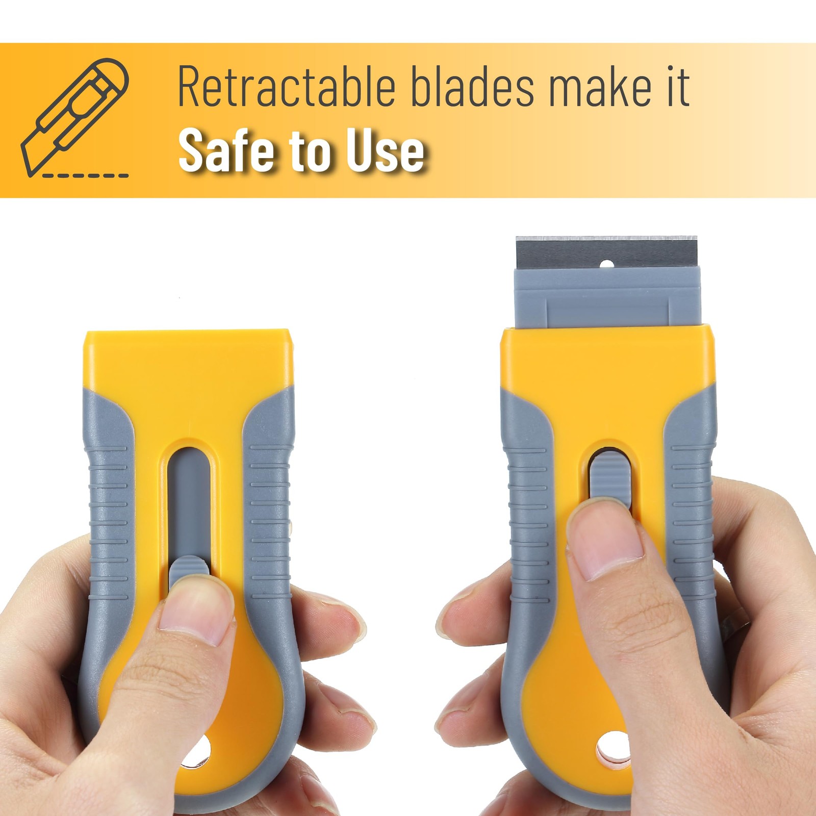Bates- Razor Blade Scraper Tool, 2 Pack, 30 Extra Carbon Yellow and Gray