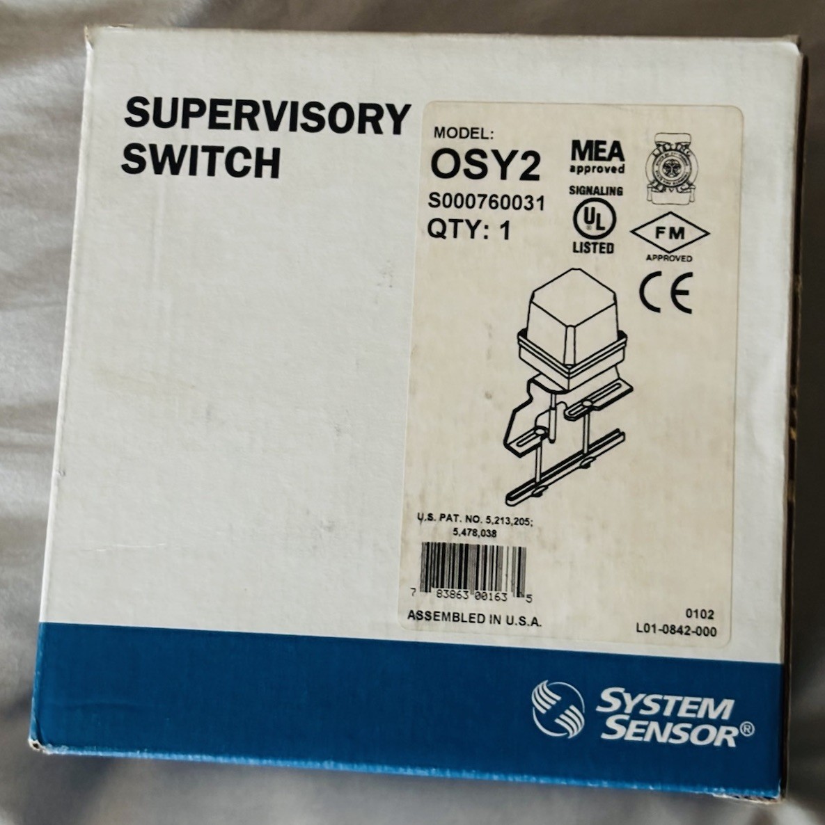 System Sensor OSY2 fire Alarm Supervisory Switch S000760031