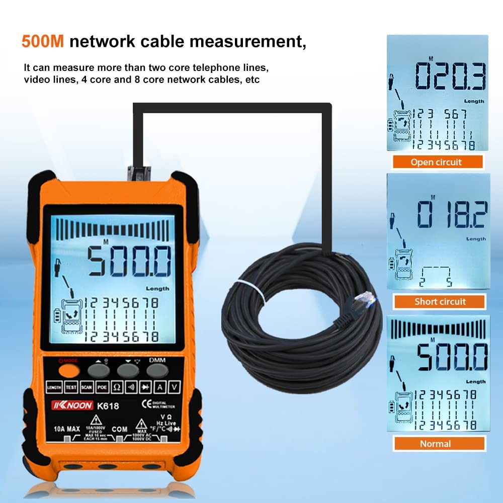 Netzwerk Kabel Tester POE Kabeltester mit LCDDisplay, Multimeter Strom Stroms...