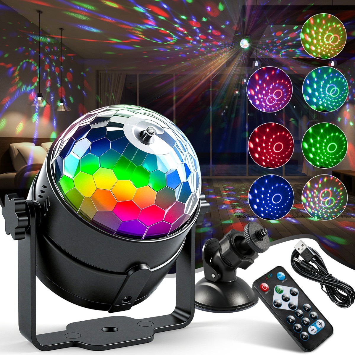 Proyector Laser Luces 7 Colores LED Decor DJ Focos De Navidad Fiestas Discoteca