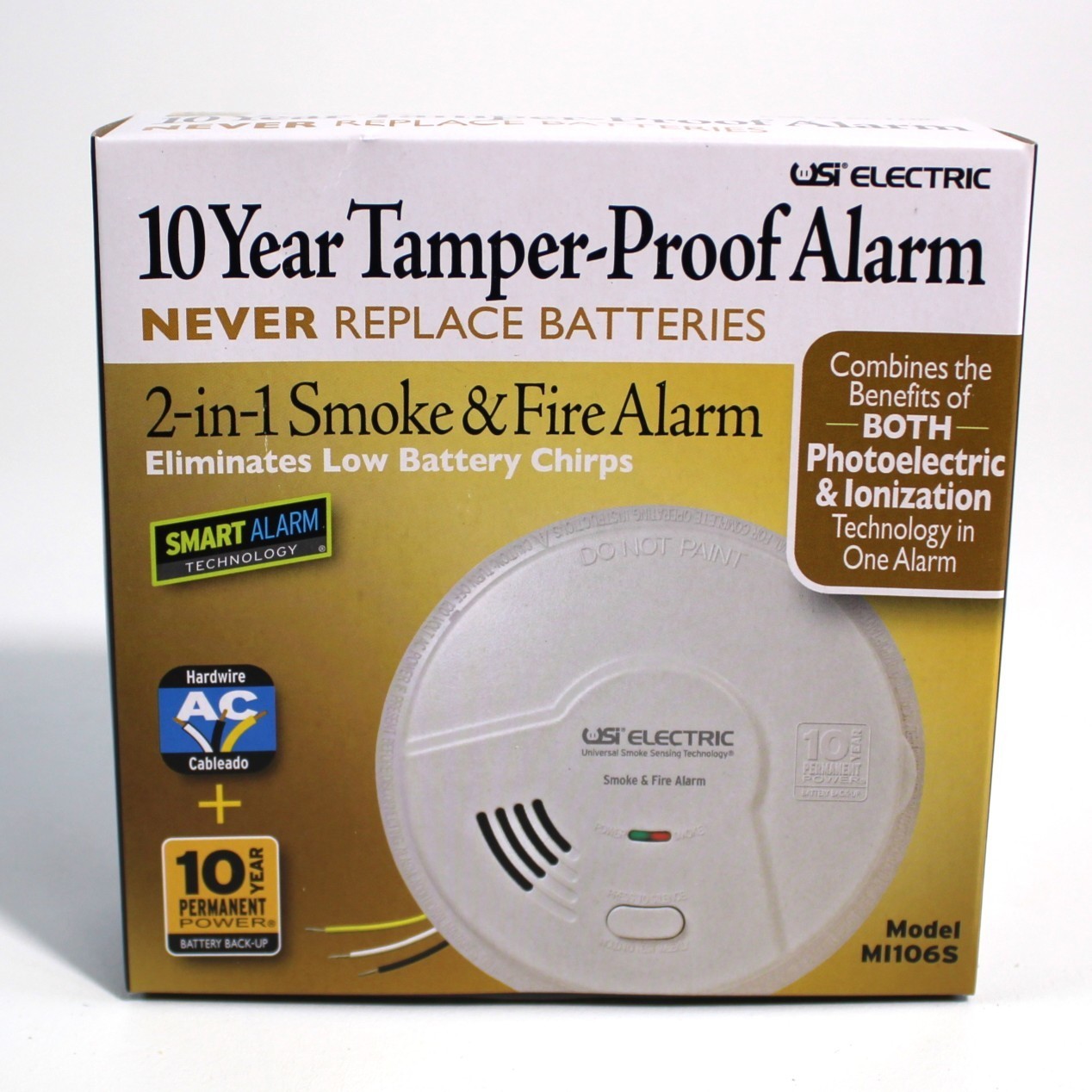 6 PK USI 10 Year Tamper-proof Smoke And Fire Alarm- Smart Alarm Technology Wired