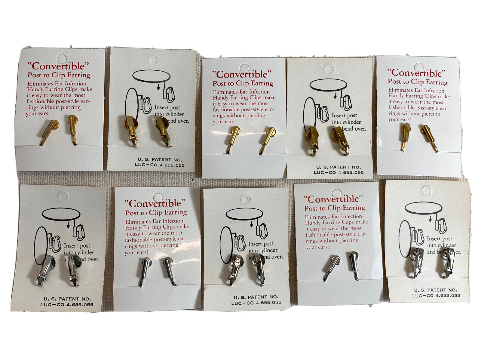 Lot Of 10 Pairs Vintage "Convertible" Post To Clip Earring