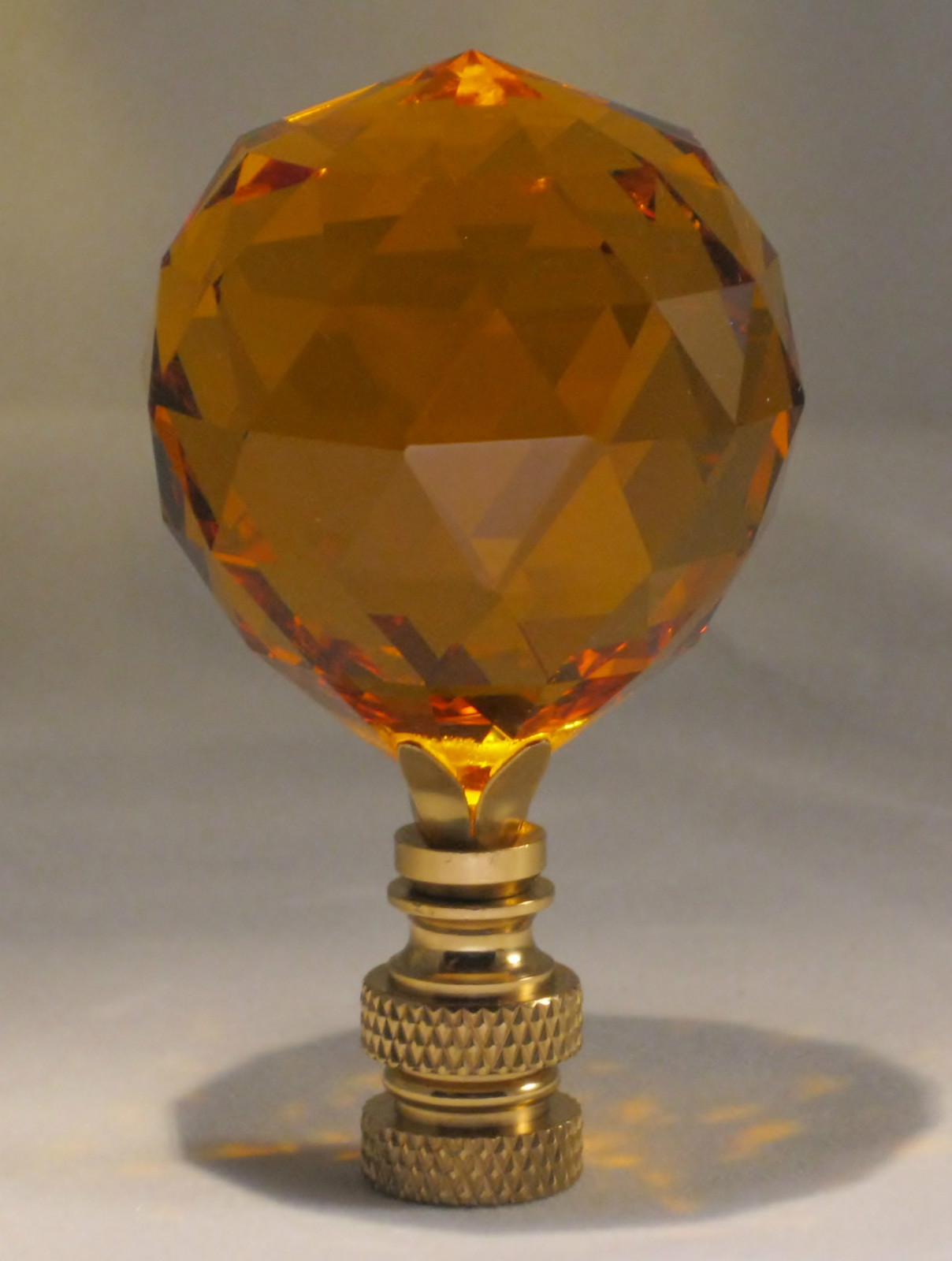 LAMP FINIAL-STUNNING LEADED CRYSTAL LAMP FINIAL-LITE AMBER-PB