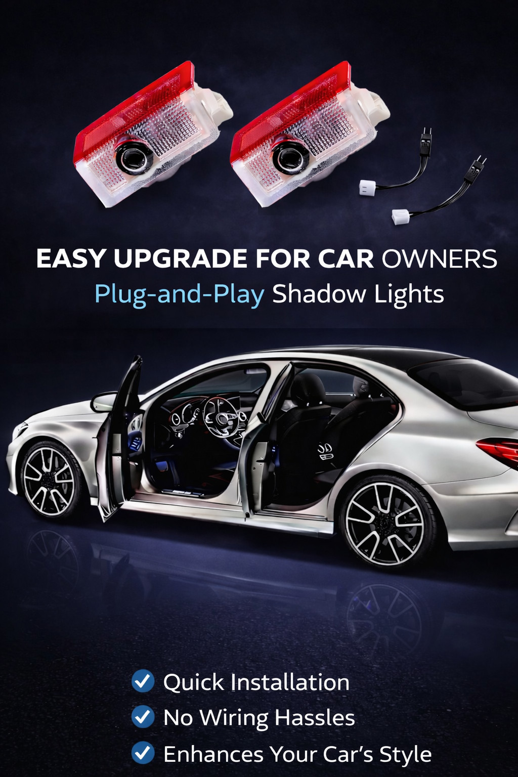 LED Projector Lights, Ghost Shadow Logo Door Lights for Mercedes-Benz 2Pcs