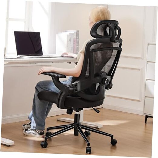 Office Chair Ergonomic Desk Chair, 300 LBS Home Mesh Dark Black With Headrest
