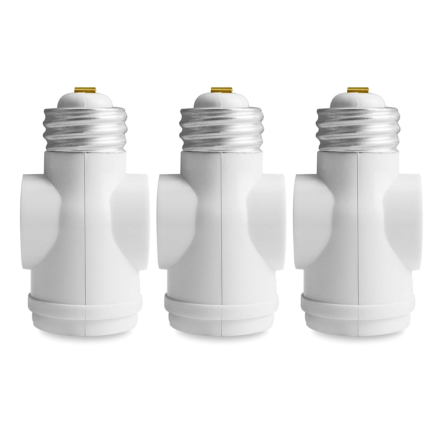 3 Pack White Light Socket Adapter Durable 2 Outlet ETL Listed 660W 125VAC
