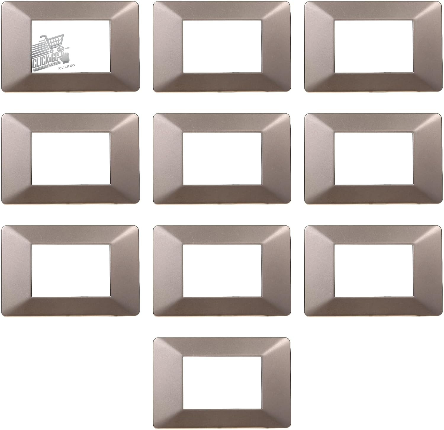 PACK OF 10 TECHNOPOLYMER PLATES, COMPATIBLE WITH VIMAR FLAT, 3 MODULES