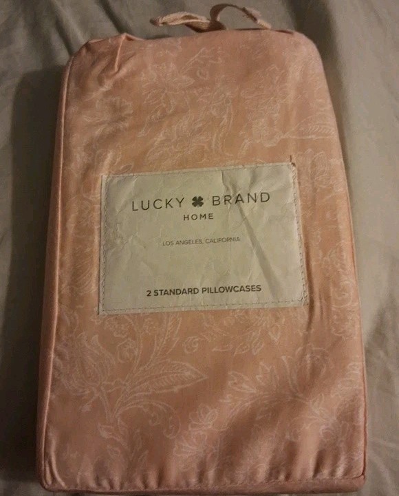 Lucky Brand HOME Basanti 2 Standard / Queen Pillowcases 100% Cotton Floral Pink