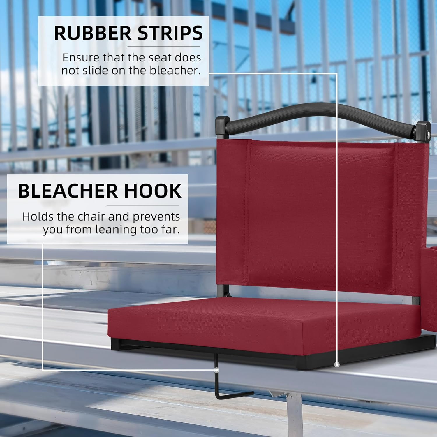 Stadium Seats with Back Support and Thick Cushion Bleacher Seats with Backs and