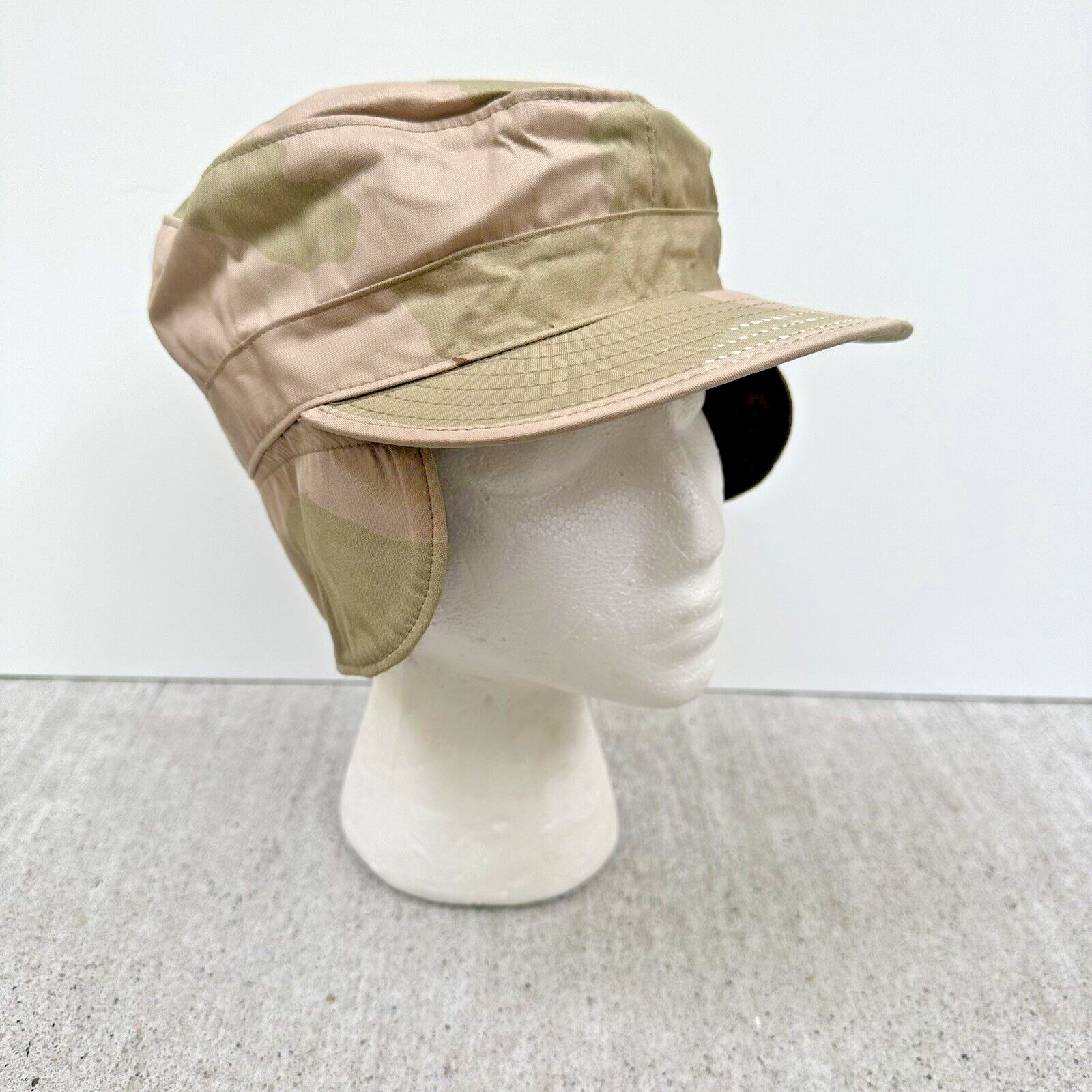 US Military Camouflage Pattern Cap 7 1/8 Desert Class 2 3-Color Ear Flap Equa