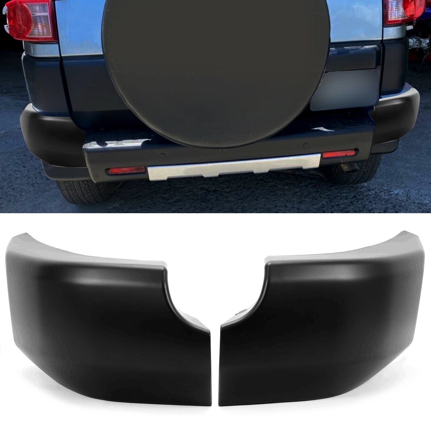 For Toyota FJ Cruiser 07-14 Pair Rear Corner Bumper End Cap Pad LH & RH Black
