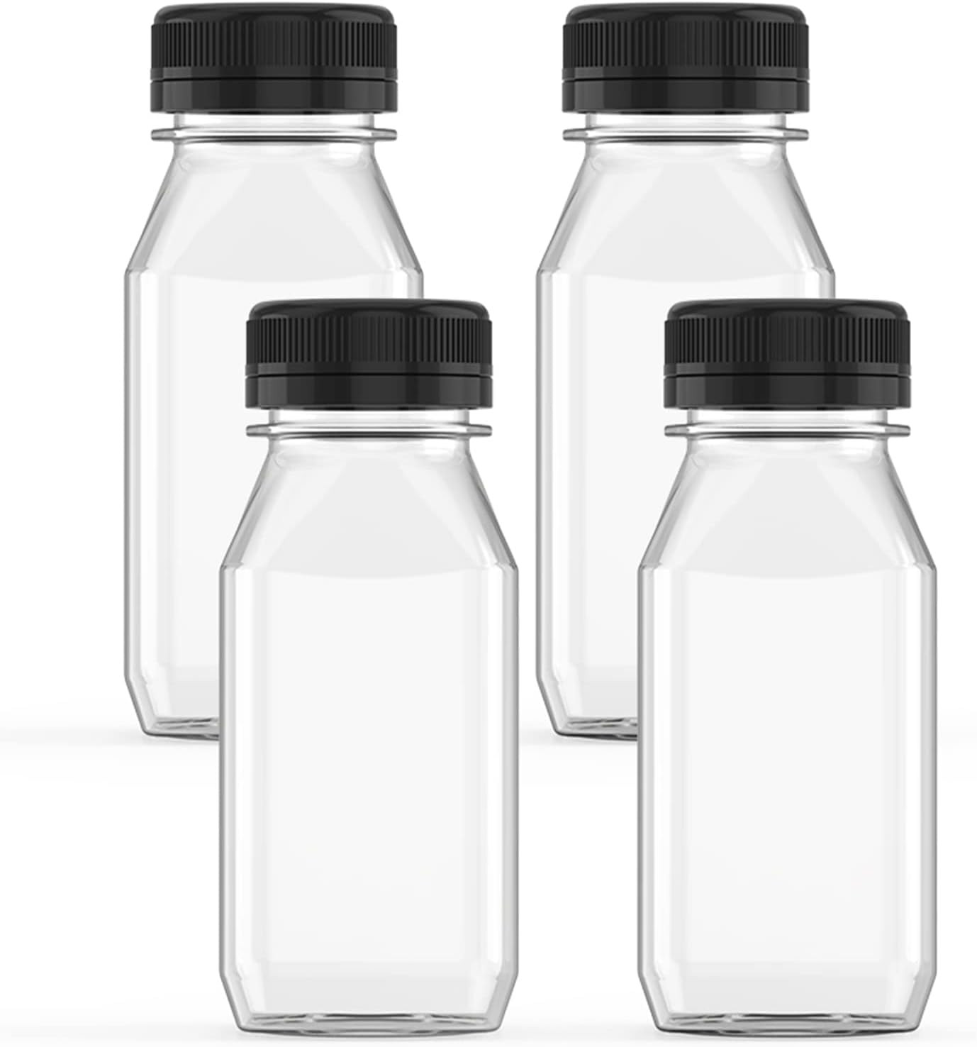 6 Ounce Plastic Juice Bottle Drink Containers 5 Pcs Juicing Bottles with Black L
