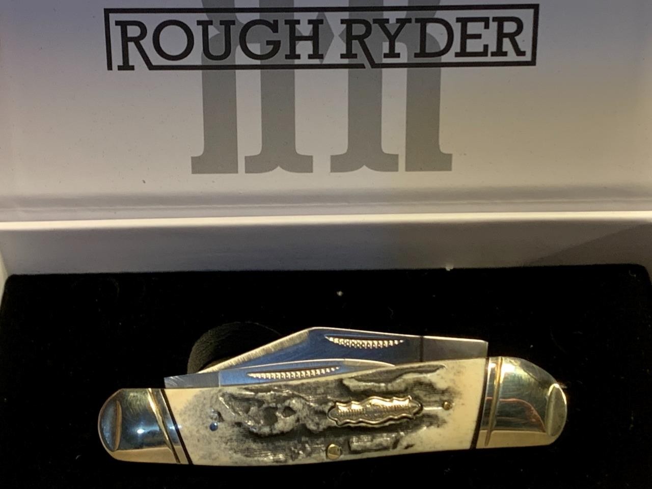 Rough Ryder Black and White Bone Whittler 3 3/4" Pocket Knife RR2575