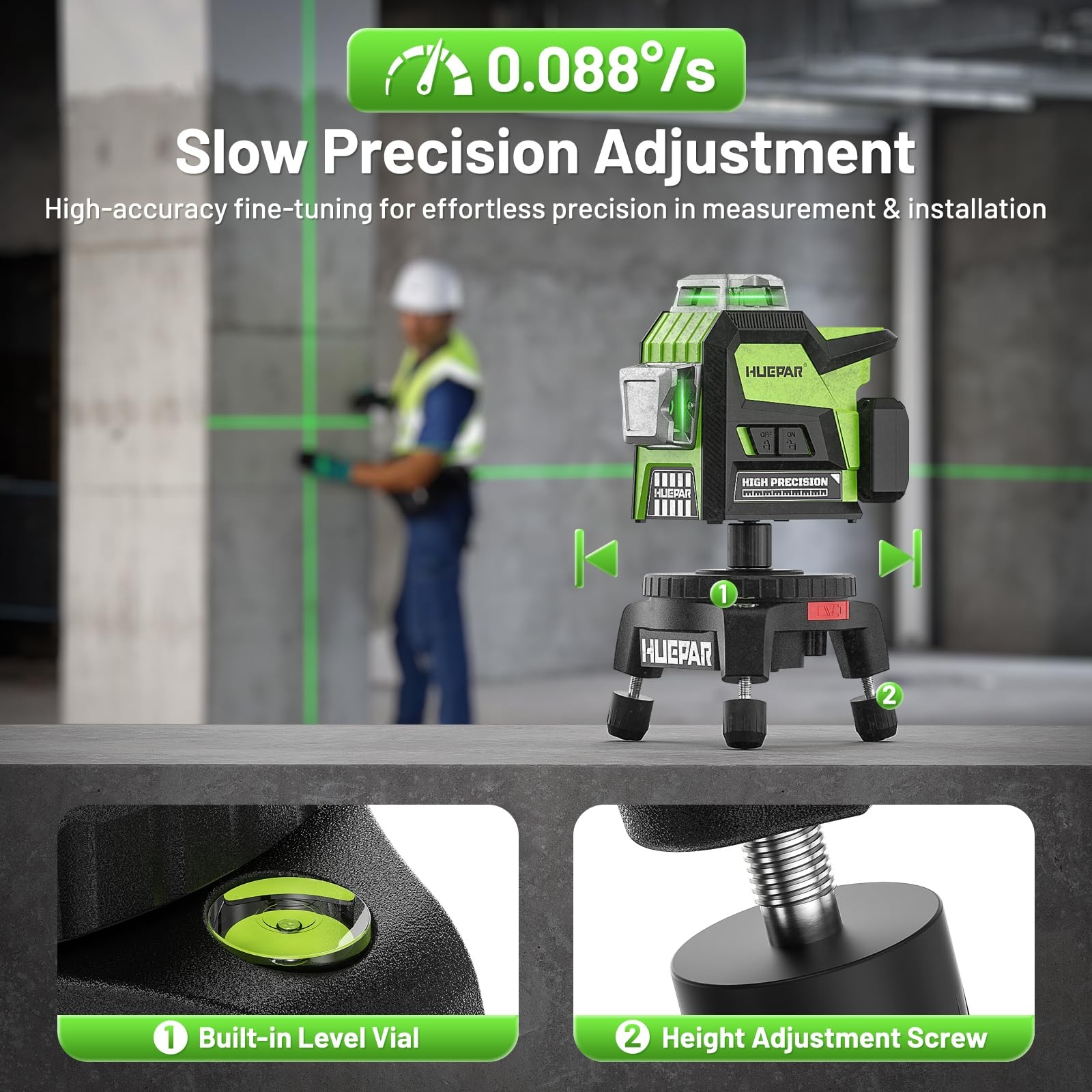 Electric Rotating Base for Laser Level – Remote Control, Dual-Speed 0.088°/s ...