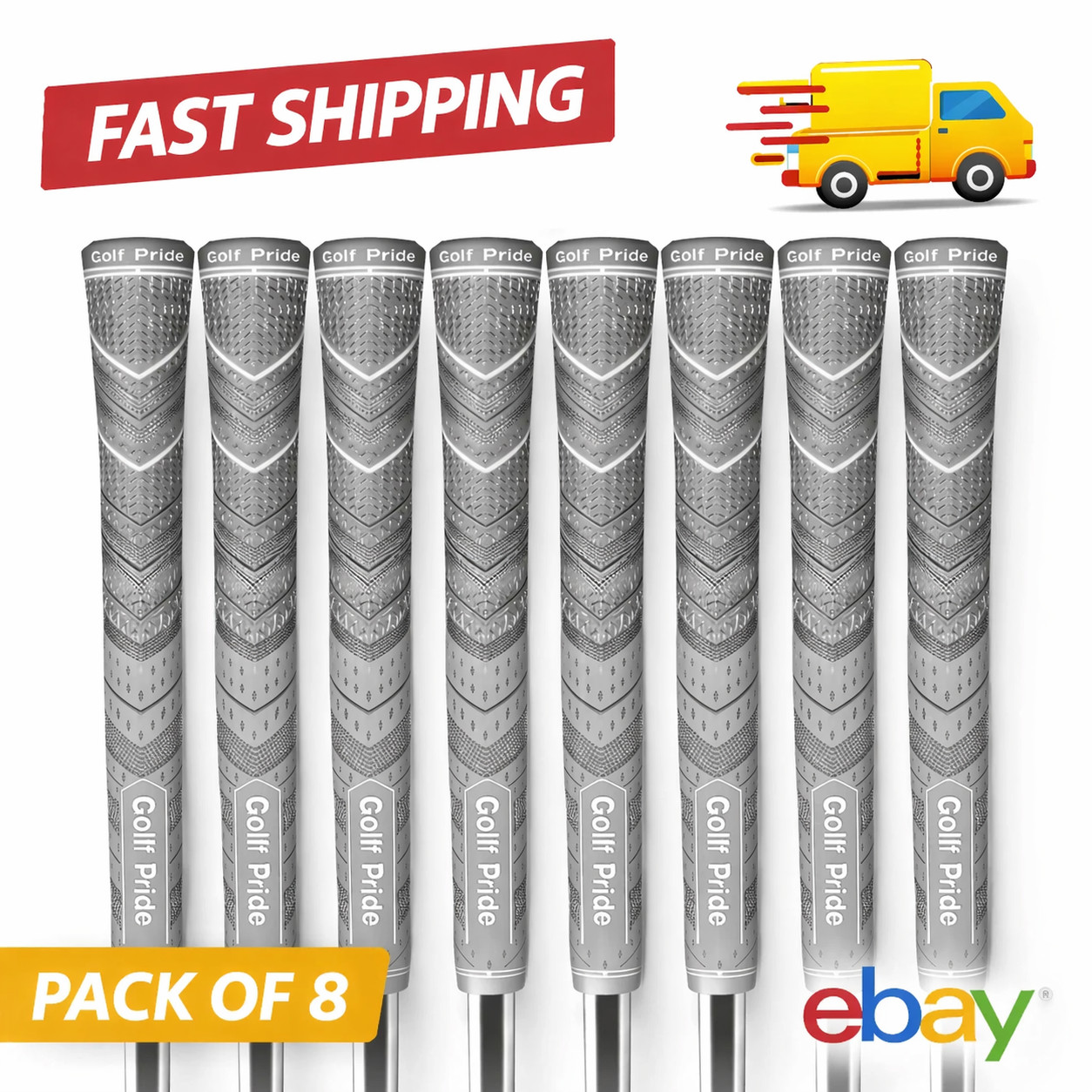 Set of 8 NEW Golf Pride MCC Plus4 Grips, Gray, Set of 8 NEW Golf Pride Standard