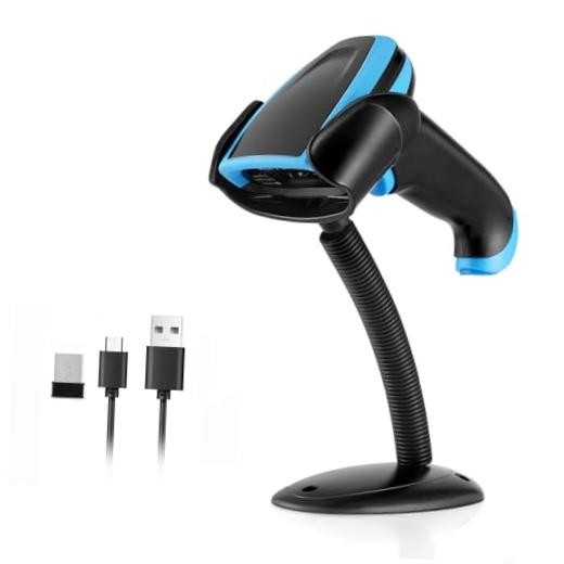 Barcode Scanner  Wireless 1D Laser Bar Code Scanners with Stand 2.4G 652wl