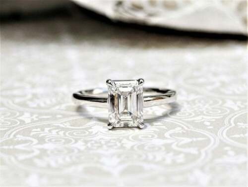 3.10 Ct Emerald Cut Diamond Lab-Created Engagement Ring 925 Sterling Silver