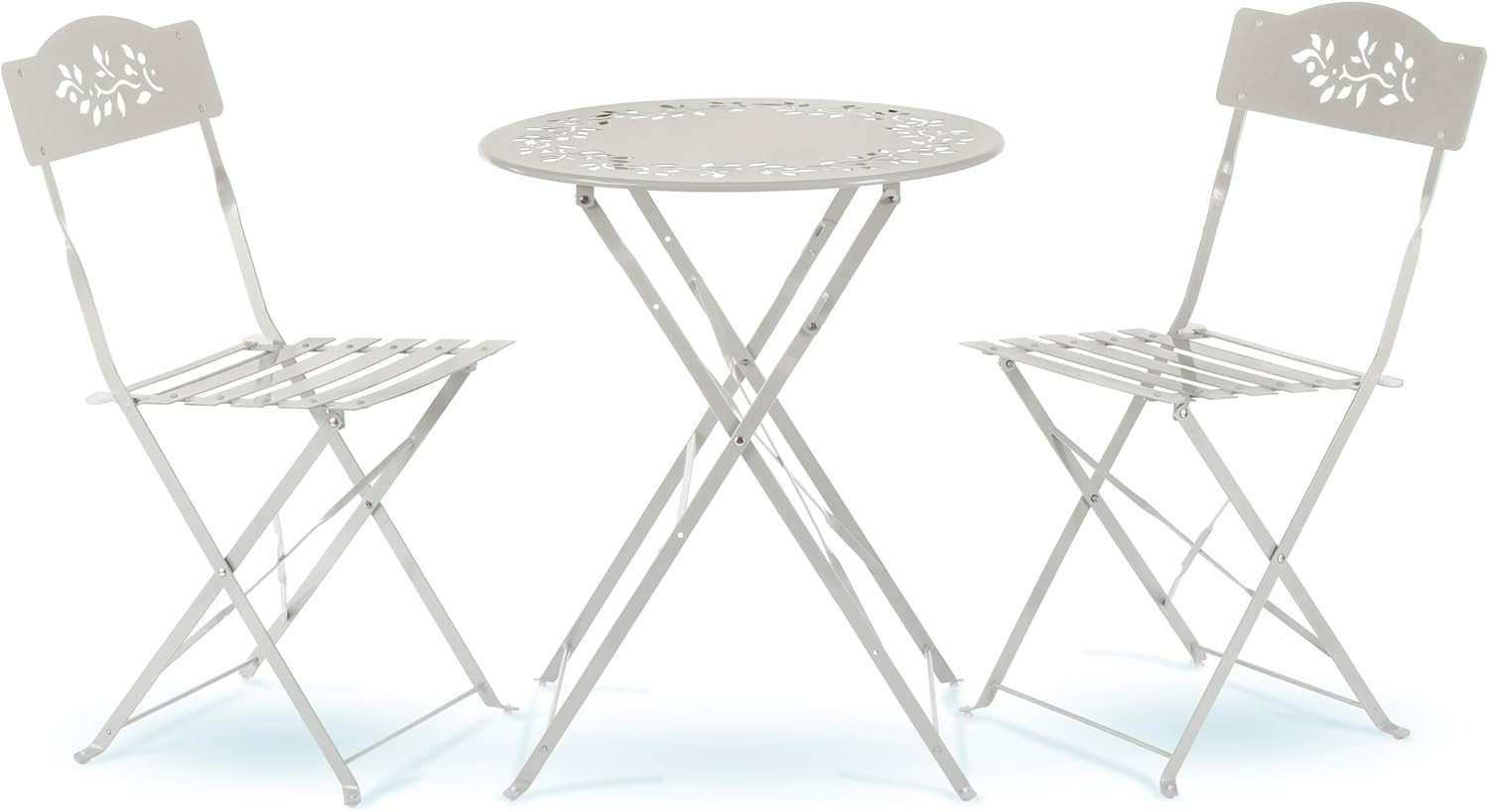 Compact White Bistro Set - 3-Piece Folding Table & Chairs for Stylish Spaces